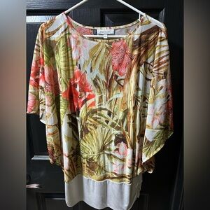 Jennifer Lopez Red and Green Floral Top